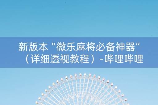 新版本“微乐麻将必备神器”（详细透视教程）-哔哩哔哩
