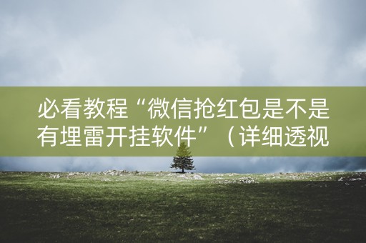 必看教程“微信抢红包是不是有埋雷开挂软件”（详细透视教程）-哔哩哔哩