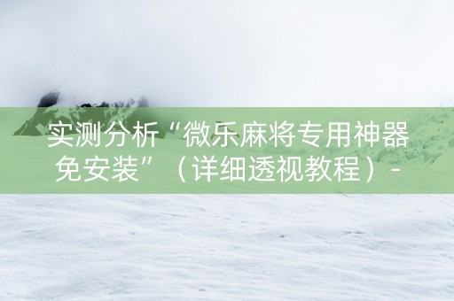 实测分析“微乐麻将专用神器免安装”（详细透视教程）-哔哩哔哩