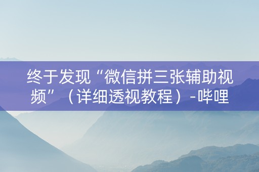 终于发现“微信拼三张辅助视频”（详细透视教程）-哔哩哔哩