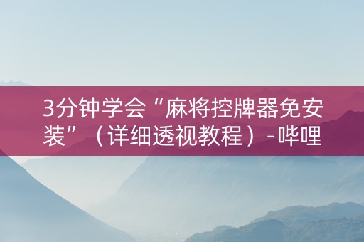 3分钟学会“麻将控牌器免安装”（详细透视教程）-哔哩哔哩