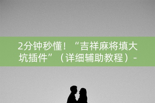 2分钟秒懂！“吉祥麻将填大坑插件”（详细辅助教程）-哔哩哔哩
