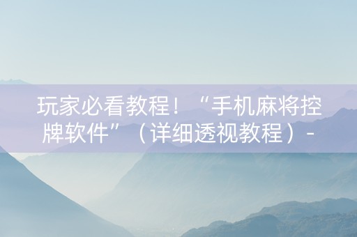 玩家必看教程！“手机麻将控牌软件”（详细透视教程）-哔哩哔哩