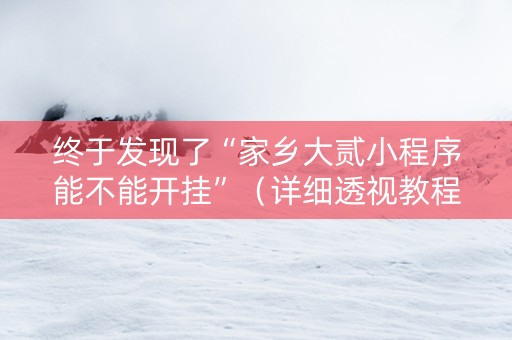 终于发现了“家乡大贰小程序能不能开挂”（详细透视教程）-哔哩哔哩