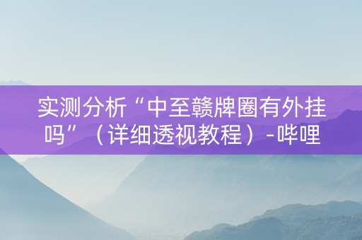 实测分析“中至赣牌圈有外挂吗”（详细透视教程）-哔哩哔哩
