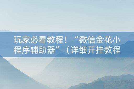 玩家必看教程！“微信金花小程序辅助器”（详细开挂教程）-哔哩哔哩