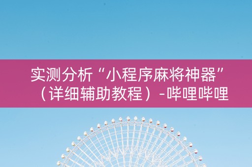 实测分析“小程序麻将神器”（详细辅助教程）-哔哩哔哩