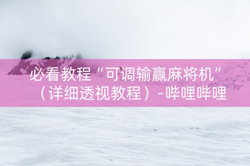 必看教程“可调输赢麻将机”（详细透视教程）-哔哩哔哩