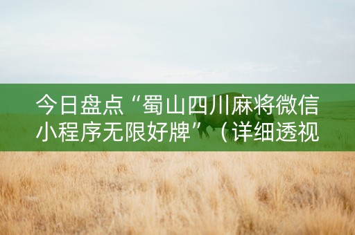 今日盘点“蜀山四川麻将微信小程序无限好牌”（详细透视教程）-哔哩哔哩