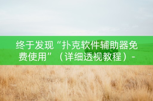 终于发现“扑克软件辅助器免费使用”（详细透视教程）-哔哩哔哩