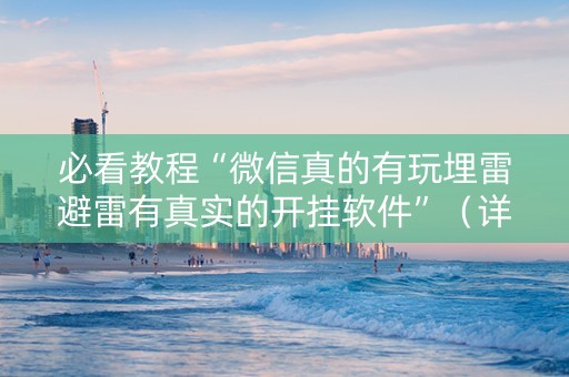 必看教程“微信真的有玩埋雷避雷有真实的开挂软件”（详细透视教程）-哔哩哔哩
