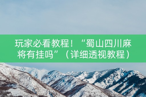 玩家必看教程！“蜀山四川麻将有挂吗”（详细透视教程）-哔哩哔哩