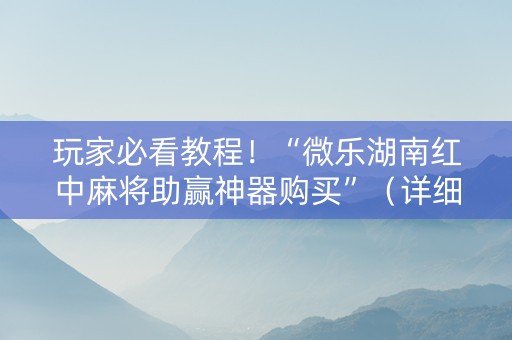 玩家必看教程！“微乐湖南红中麻将助赢神器购买”（详细辅助教程）-哔哩哔哩