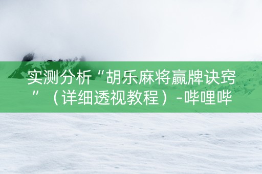 实测分析“胡乐麻将赢牌诀窍”（详细透视教程）-哔哩哔哩