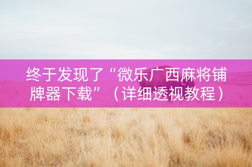 终于发现了“微乐广西麻将铺牌器下载”（详细透视教程）-哔哩哔哩
