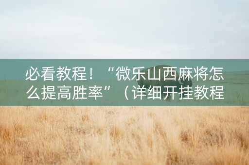 必看教程！“微乐山西麻将怎么提高胜率”（详细开挂教程）-哔哩哔哩