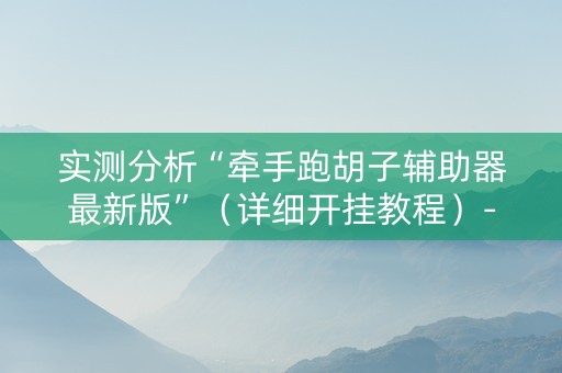 实测分析“牵手跑胡子辅助器最新版”（详细开挂教程）-哔哩哔哩