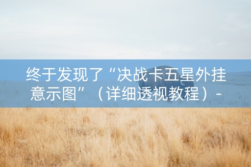终于发现了“决战卡五星外挂意示图”（详细透视教程）-哔哩哔哩