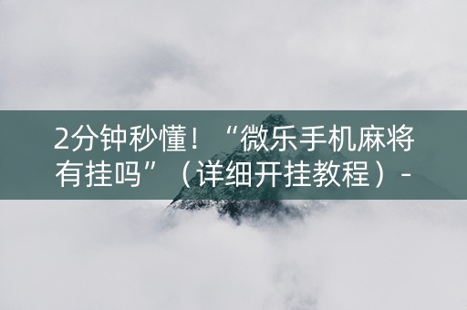 2分钟秒懂！“微乐手机麻将有挂吗”（详细开挂教程）-哔哩哔哩