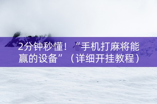 2分钟秒懂！“手机打麻将能赢的设备”（详细开挂教程）-哔哩哔哩