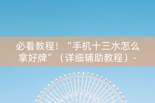 必看教程！“手机十三水怎么拿好牌”（详细辅助教程）-哔哩哔哩
