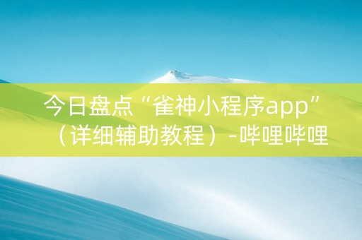 今日盘点“雀神小程序app”（详细辅助教程）-哔哩哔哩