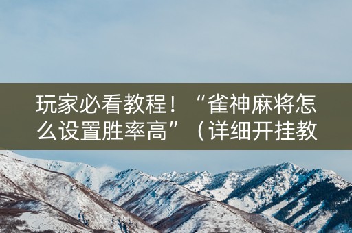 玩家必看教程！“雀神麻将怎么设置胜率高”（详细开挂教程）-哔哩哔哩