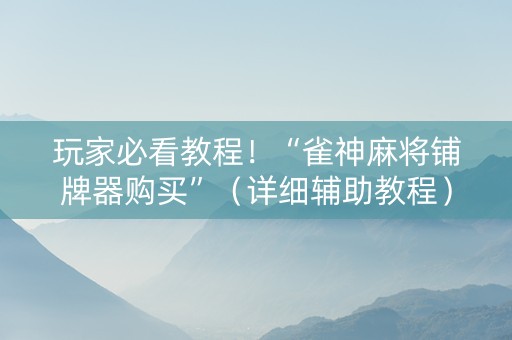 玩家必看教程！“雀神麻将铺牌器购买”（详细辅助教程）-哔哩哔哩