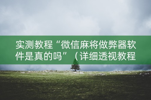 实测教程“微信麻将做弊器软件是真的吗”（详细透视教程）-哔哩哔哩