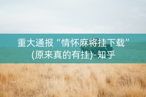 重大通报“情怀麻将挂下载”(原来真的有挂)-知乎