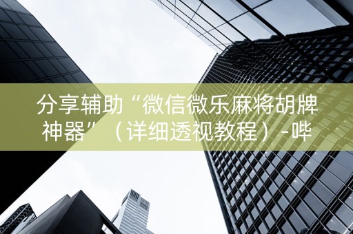 分享辅助“微信微乐麻将胡牌神器”（详细透视教程）-哔哩哔哩