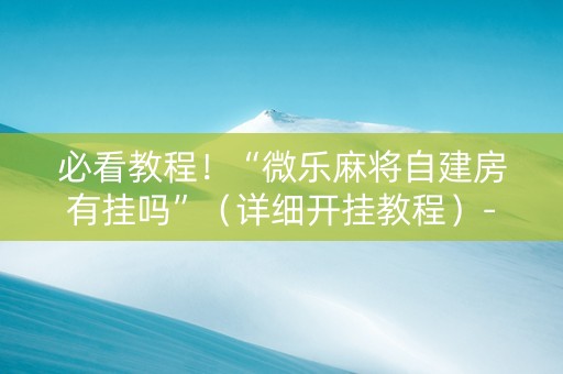 必看教程！“微乐麻将自建房有挂吗”（详细开挂教程）-哔哩哔哩