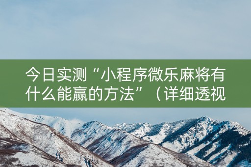 今日实测“小程序微乐麻将有什么能赢的方法”（详细透视教程）-哔哩哔哩