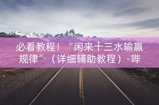 必看教程！“闲来十三水输赢规律”（详细辅助教程）-哔哩哔哩