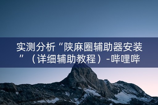 实测分析“陕麻圈辅助器安装”（详细辅助教程）-哔哩哔哩