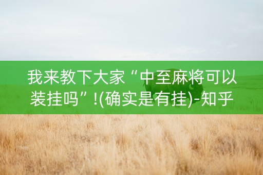 我来教下大家“中至麻将可以装挂吗”!(确实是有挂)-知乎