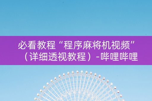 必看教程“程序麻将机视频”（详细透视教程）-哔哩哔哩