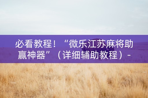 必看教程！“微乐江苏麻将助赢神器”（详细辅助教程）-哔哩哔哩