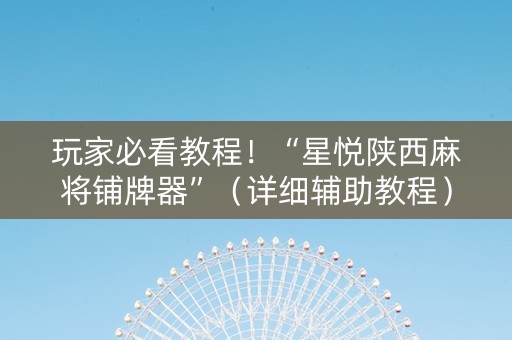 玩家必看教程！“星悦陕西麻将铺牌器”（详细辅助教程）-哔哩哔哩