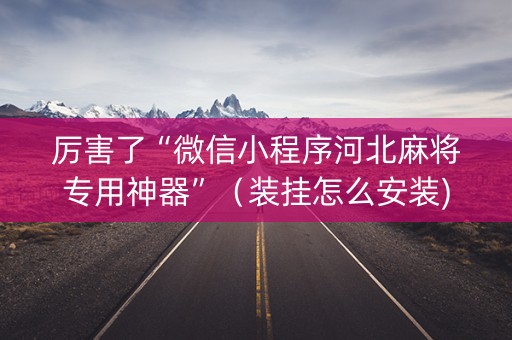 厉害了“微信小程序河北麻将专用神器”（装挂怎么安装)
