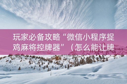 玩家必备攻略“微信小程序捉鸡麻将控牌器”（怎么能让牌好一点)