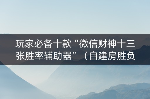 玩家必备十款“微信财神十三张胜率辅助器”（自建房胜负规律)