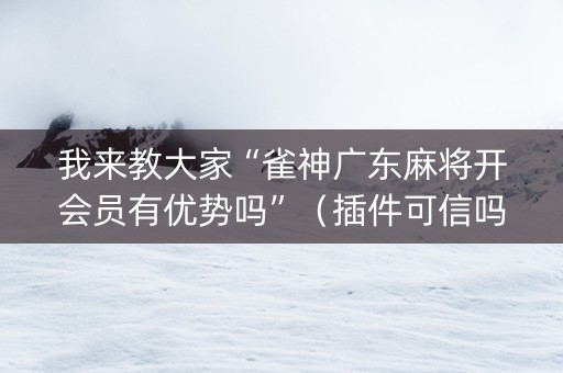 我来教大家“雀神广东麻将开会员有优势吗”（插件可信吗)