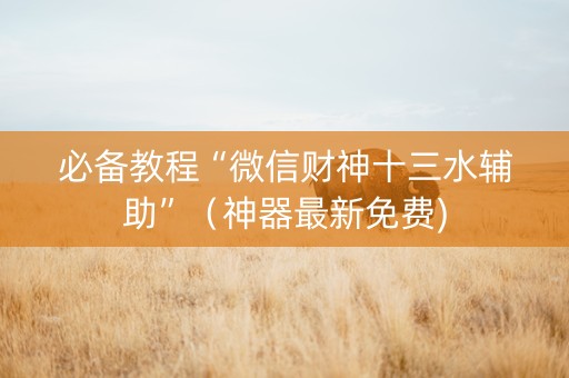 必备教程“微信财神十三水辅助”（神器最新免费)
