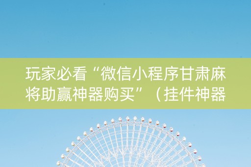 玩家必看“微信小程序甘肃麻将助赢神器购买”（挂件神器)
