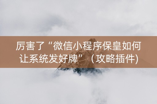 厉害了“微信小程序保皇如何让系统发好牌”（攻略插件)