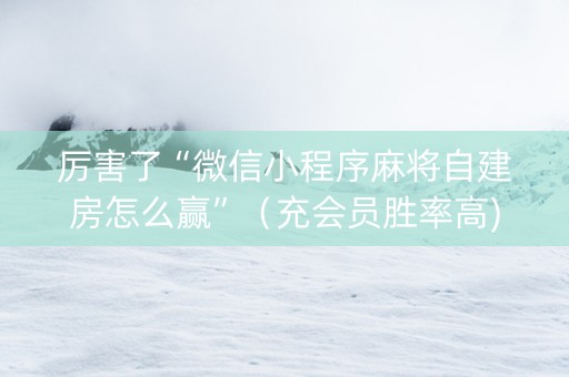 厉害了“微信小程序麻将自建房怎么赢”（充会员胜率高)