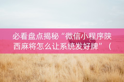 必看盘点揭秘“微信小程序陕西麻将怎么让系统发好牌”（开挂辅助脚本)