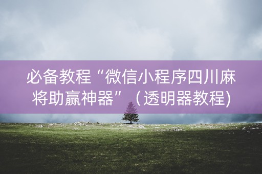 必备教程“微信小程序四川麻将助赢神器”（透明器教程)