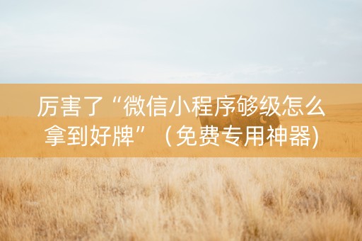 厉害了“微信小程序够级怎么拿到好牌”（免费专用神器)